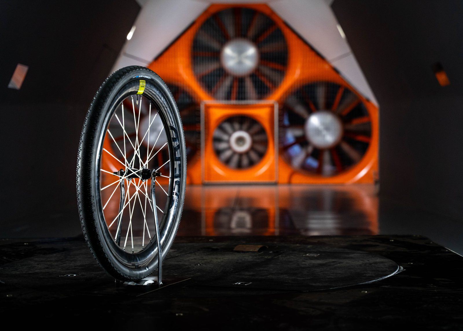 The Berd Sparrow50 Gold front wheel under test in the A2 Wind Tunnel